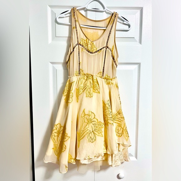 Urban Outfitters Silk, Gold Metallic and Beaded fairy core ballet-core dress - Picture 4 of 16